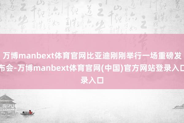 万博manbext体育官网比亚迪刚刚举行一场重磅发布会-万博manbext体育官网(中国)官方网站登录入口